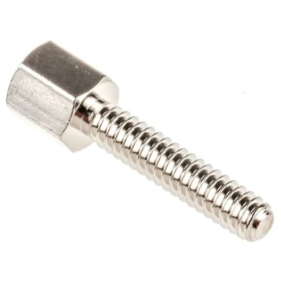 RS PRO Nickel Plated Female D Connector Screw Lock Assembly Brass Silver 13mm Thread 453-892