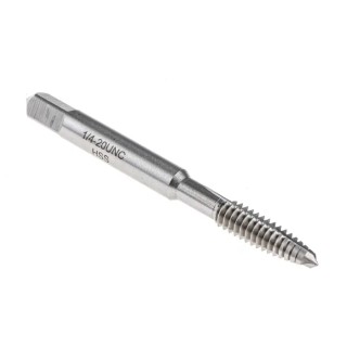 RS PRO Machine Tap 1/4 UNC Thread, Spiral Point, UNC Standard, HSS Blue Stream Tempered Finish 455-968