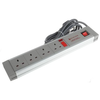RS PRO 2 m 4 Socket Type G Trailing Socket Surge and Filtered Protection 230V AC 13A 455-321