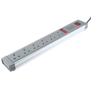 RS PRO 2 m 6 Socket Type G Trailing Socket Surge and Filtered EMI Protection Grey 230V ac 455-343