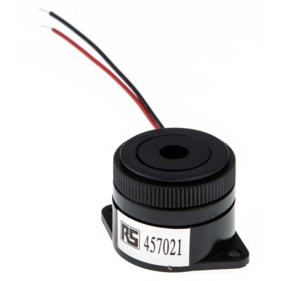 RS PRO 95 dB Panel Mount Continuous Internal Piezo Buzzer 29.5 mm Diameter 41 mm Length 24.5 mm Height 1.5 V dc Min 457-021
