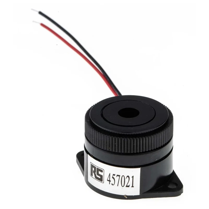 RS PRO 95 dB Panel Mount Continuous Internal Piezo Buzzer 29.5 mm Diameter 41 mm Length 24.5 mm Height 1.5 V dc Min 457-021