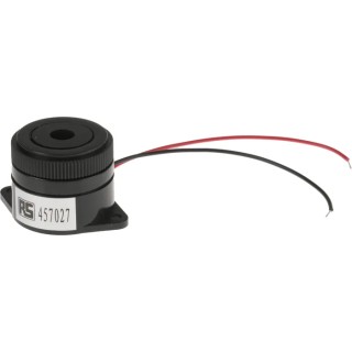 RS PRO 95 dB Panel Mount Continuous Internal 24.5 mm Piezo Buzzer Component 41 mm 1.5 V dc Min 28V dc Max 457-027