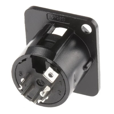 RS PRO Panel Mount Straight Male 5-Way XLR Connector 27mm Length 457-926