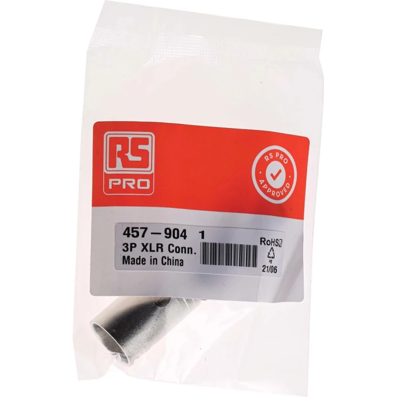 RS PRO Cable XLR Connector, Straight, 250V ac Male, 3 Way, Silver Plating 457-904