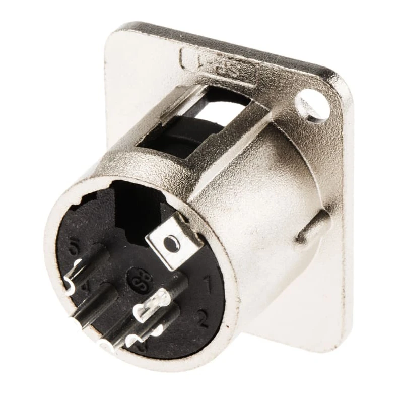 RS PRO Panel XLR Connector Straight Male 5 Way, Panel Mount, 27mm Length 458-030