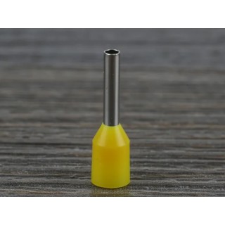 RS PRO Insulated Crimp Bootlace Ferrule, Nylon Insulation, Yellow, 8 mm Pin Length, 1.7 mm Pin Diameter, 18 AWG Wire 458-768