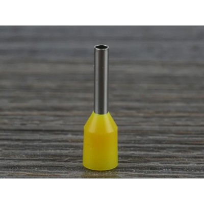 RS PRO Insulated Crimp Bootlace Ferrule, Nylon Insulation, Yellow, 8 mm Pin Length, 1.7 mm Pin Diameter, 18 AWG Wire 458-768
