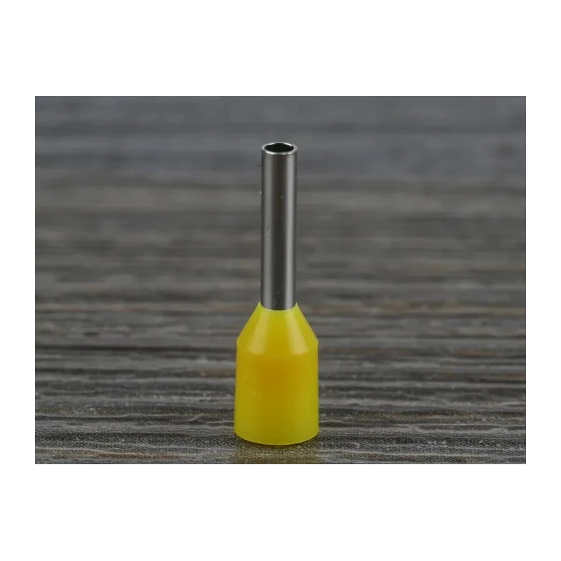 RS PRO Insulated Crimp Bootlace Ferrule, Nylon Insulation, Yellow, 8 mm Pin Length, 1.7 mm Pin Diameter, 18 AWG Wire 458-768