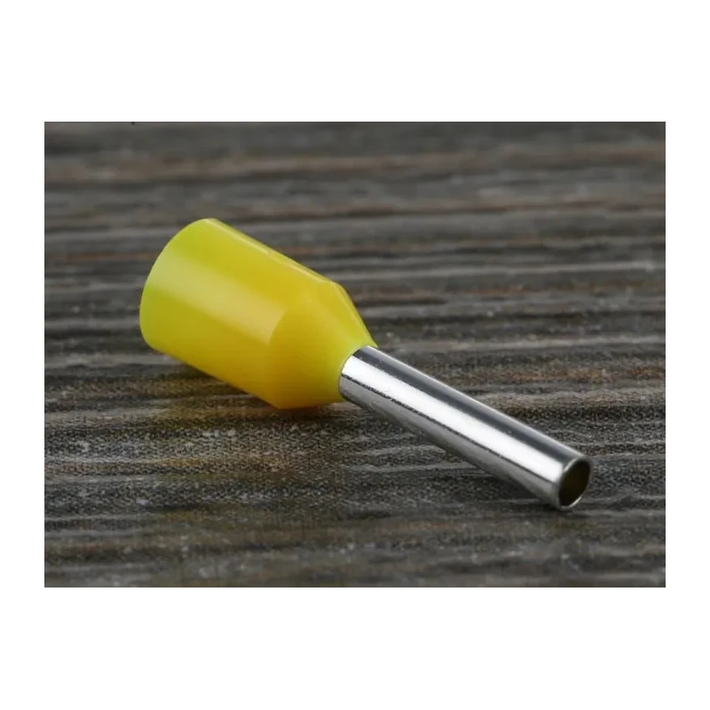 RS PRO Insulated Crimp Bootlace Ferrule, Nylon Insulation, Yellow, 8 mm Pin Length, 1.7 mm Pin Diameter, 18 AWG Wire 458-768