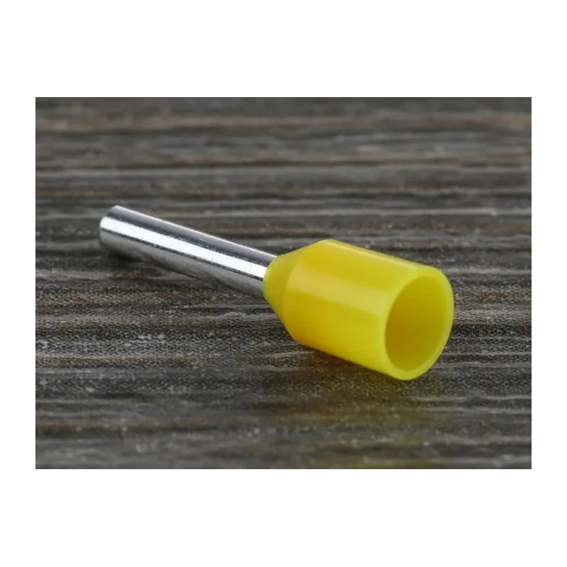 RS PRO Insulated Crimp Bootlace Ferrule, Nylon Insulation, Yellow, 8 mm Pin Length, 1.7 mm Pin Diameter, 18 AWG Wire 458-768