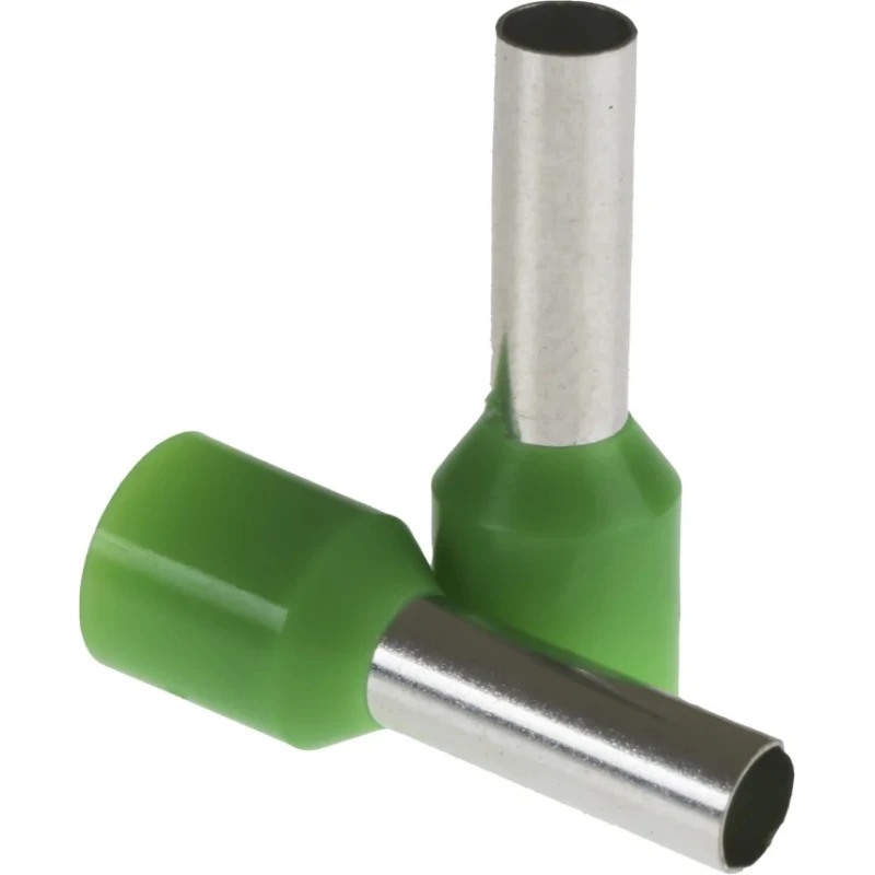RS PRO Insulated Crimp Bootlace Ferrule 12 mm Pin Length 3.9 mm Pin Diameter Green 6mm² 10AWG Wire Size 458-897