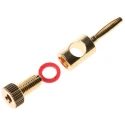 RS PRO Straight Loudspeaker Connector, 1 Way Male, Red, 16A, Brass Housing, Gold over Nickel Plating 458-213