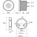 Sonitron 87 dB Panel Mount Intermittent Continuous Sweep Warbler Internal 26 mm Buzzer 2 V dc Min 35V dc Max SC235B