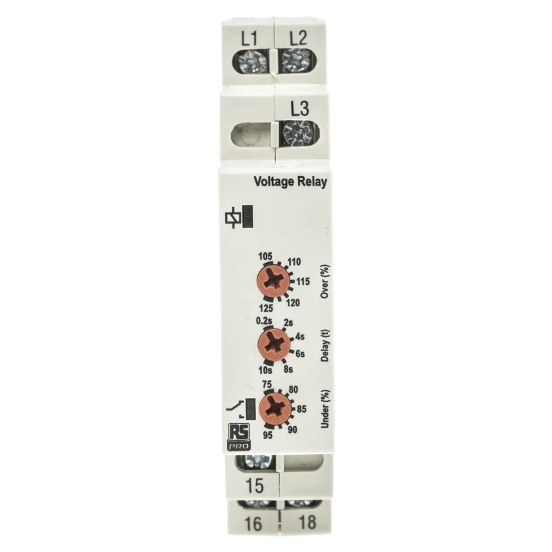 RS PRO 3 Phase Monitoring Relay 400 V AC Supply Voltage, SPDT Contact, DIN Rail Mount 102-6137