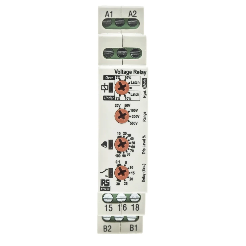 RS PRO Monitoring Relay, 1 Phase, Maximum 500 V Monitor Range, SPDT Contact, DIN Rail Mount, 230V AC, 24V AC 102-6133