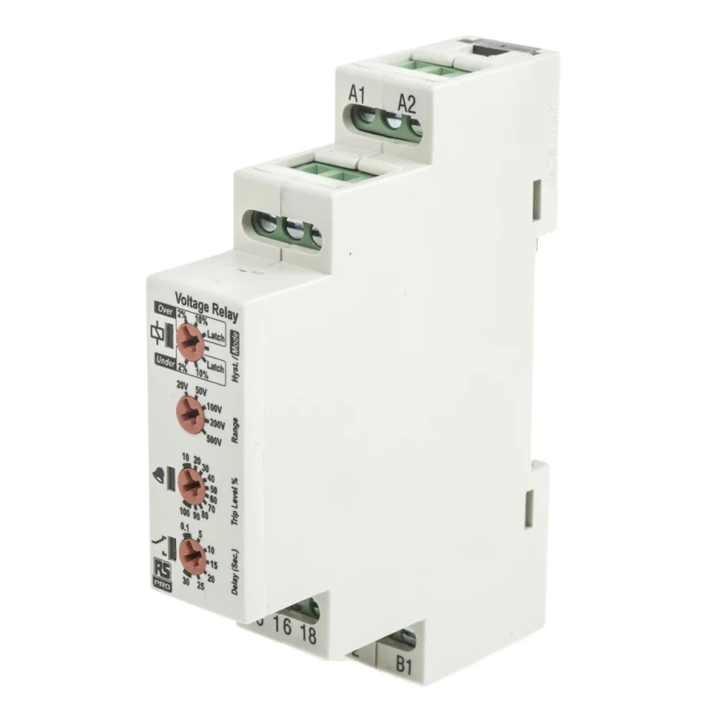 RS PRO Monitoring Relay, 1 Phase, Maximum 500 V Monitor Range, SPDT Contact, DIN Rail Mount, 230V AC, 24V AC 102-6133