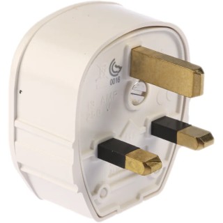 MK Electric 13A 250V UK Mains Plug White Cable Polyvinyl Chloride Urea Formaldehyde Screw 655 WHI