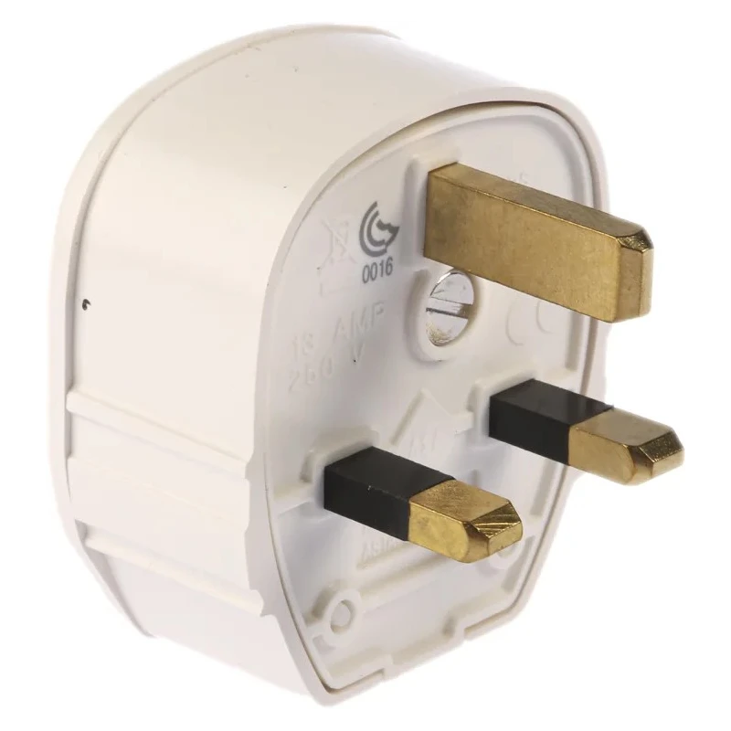MK Electric 13A 250V UK Mains Plug White Cable Polyvinyl Chloride Urea Formaldehyde Screw 655 WHI