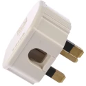 MK Electric 13A 250V UK Mains Plug White Cable Polyvinyl Chloride Urea Formaldehyde Screw 655 WHI