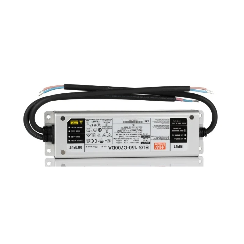 MEAN WELL Dimmable IP67 LED Driver 1 Output 225V 150W 900mA DALI 