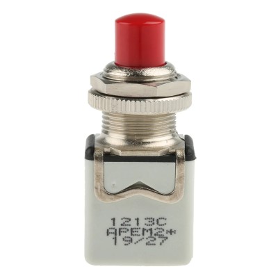 APEM 1200 Series Red Momentary Push Button Switch Panel Mount SPST 12.2 mm Cutout 24V DC 250V AC 1213C RED