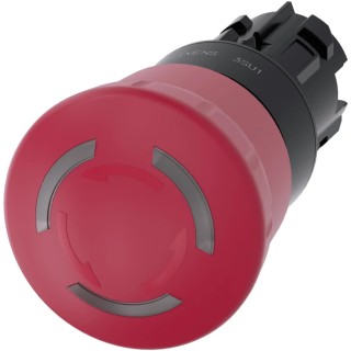 Siemens Emergency Stop Push Button Head, Twist Release, Mushroom Style, Illuminated, 40mm Diameter, 22mm 3SU1001-1HB20-0AA0