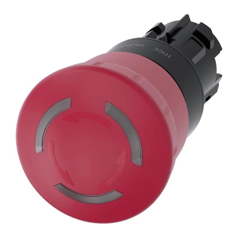 Siemens Emergency Stop Push Button Head, Twist Release, Mushroom Style, Illuminated, 40mm Diameter, 22mm 3SU1001-1HB20-0AA0