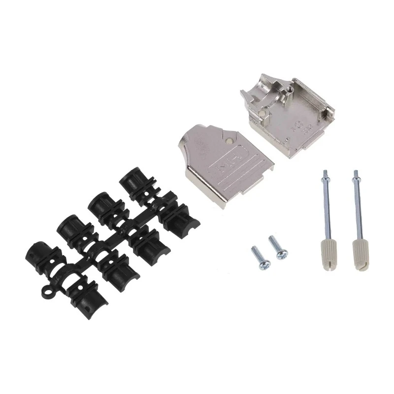 MH Connectors MHDTZK-RA Series Zinc Straight D-Sub Backshell, 9 Way, Nickel Plated MHDTZK9-RA-PC-K