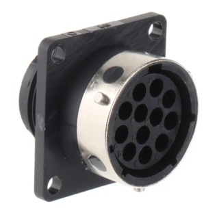 ITT Cannon Circular Connector 12 Contacts Panel Mount Socket Female IP65 Nylon Housing Trident TR1412RFS1NB / 192922-1210