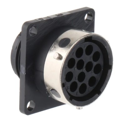 ITT Cannon Circular Connector 12 Contacts Panel Mount Socket Female IP65 Nylon Housing Trident TR1412RFS1NB / 192922-1210