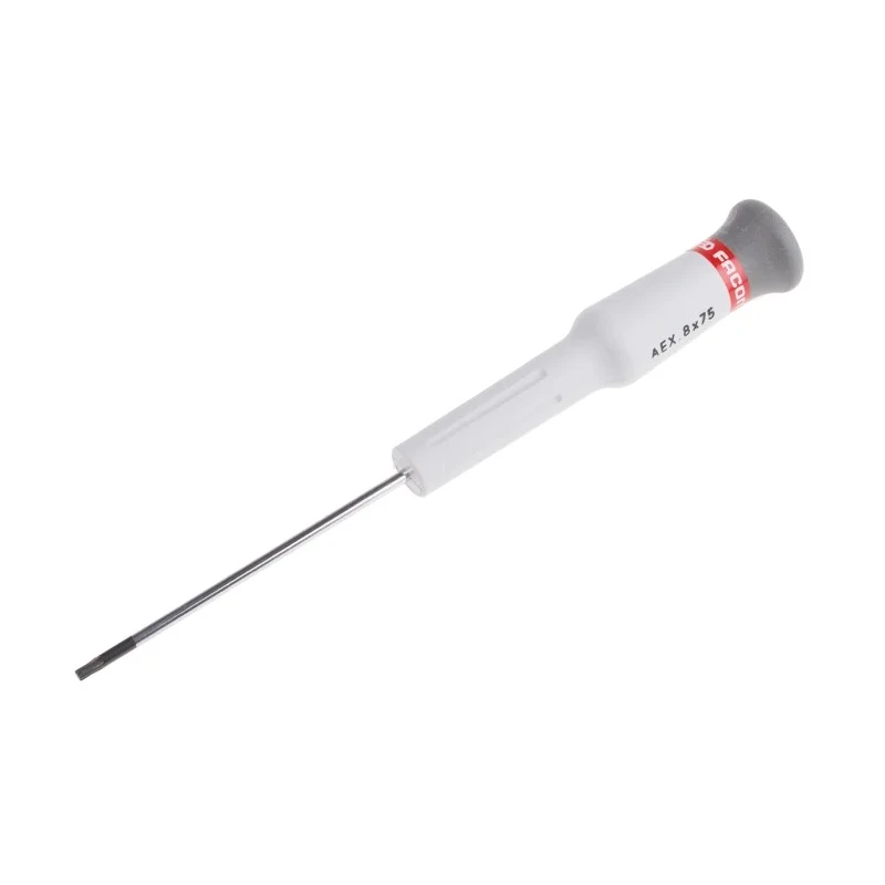 Facom Precision Screwdriver with T8 Tip, 75 mm Blade Length, 168 mm Overall Length, Bi-Material Handle AEX.8X75