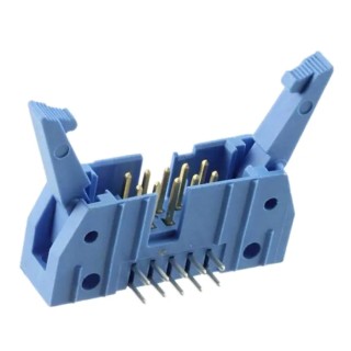 TE Connectivity AMP-LATCH Series Right Angle Through Hole PCB Header 10 Contacts 2.54mm Pitch 2 Row Shrouded 2-5499141-1