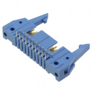 TE Connectivity AMP-LATCH Series Right Angle Through Hole PCB Header, 34 Contacts, 2.54 mm Pitch, 2 Row, Shrouded 2-5499141-8