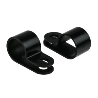 HellermannTyton 11 mm Closed Inside Diameter Black Polyamide P-Clip with 4.2 mm Mounting Hole 211-60005 H6P-PA66HS-BK