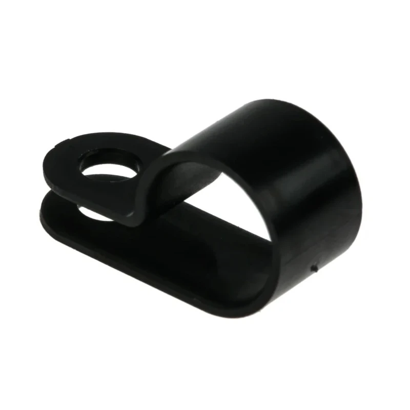 HellermannTyton 11 mm Closed Inside Diameter Black Polyamide P-Clip with 4.2 mm Mounting Hole 211-60005 H6P-PA66HS-BK