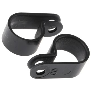 HellermannTyton 14 mm ID Black Polyamide P-Clip, 4.2 mm Fixing Hole Diameter 211-60007 H8P-PA66HS-BK