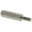 Essentra M3 Standoff, 18 mm Body Length, 8 mm Stud Length, Brass, Hex Shape, Nickel Finish 304318040050