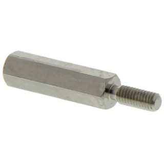 Essentra M3 Standoff, 18 mm Body Length, 8 mm Stud Length, Brass, Hex Shape, Nickel Finish 304318040050