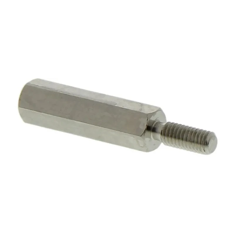 Essentra M3 Standoff, 18 mm Body Length, 8 mm Stud Length, Brass, Hex Shape, Nickel Finish 304318040050