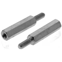Essentra M3 Standoff Brass Hex Body 20 mm Length, 8 mm Stud, Nickel Finish 304320040050