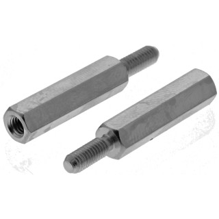 Essentra M3 Standoff Brass Hex Body 20 mm Length, 8 mm Stud, Nickel Finish 304320040050