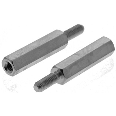 Essentra M3 Standoff Brass Hex Body 20 mm Length, 8 mm Stud, Nickel Finish 304320040050