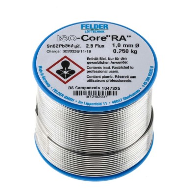 Felder Lottechnik Lead Solder Wire 1 mm Diameter Rosin Based Flux 179 °C Melting Point 18.721.02037