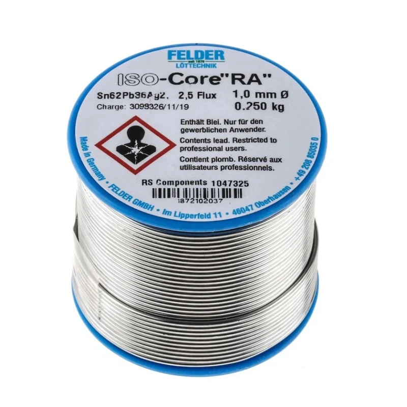 Felder Lottechnik Lead Solder Wire 1 mm Diameter Rosin Based Flux 179 °C Melting Point 18.721.02037