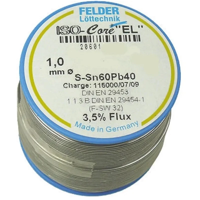 Felder Lottechnik Lead Solder Wire 1 mm Diameter, 40% Lead, 60% Tin, Rosin Based Flux, 183°C Melting Point 20.601.01037
