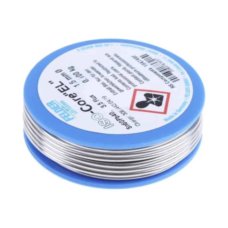 Felder Lottechnik Lead Solder Wire 1.5 mm Diameter, 40% Lead, 60% Tin, 183°C Melting Point, Rosin Based Flux 20.601.51037