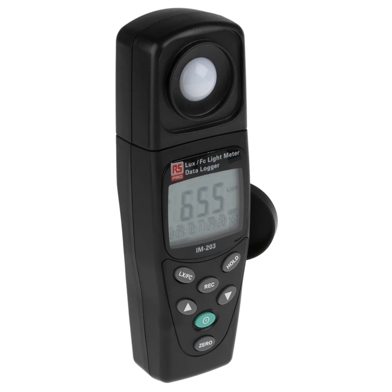 RS PRO Light Meter, Photodiode Sensor, 20 lx to 200000 lx, ±3% Accuracy, Battery Life 200h IM203