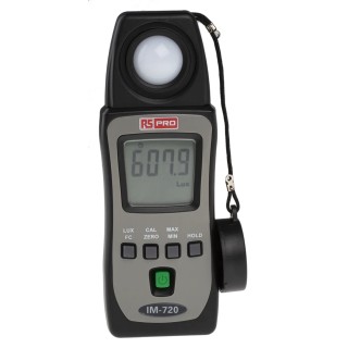 RS PRO Mini Pocket Light Meter IM720, 400 lx to 400000 lx, ±3 % Accuracy, Photodiode Sensor, Battery Powered