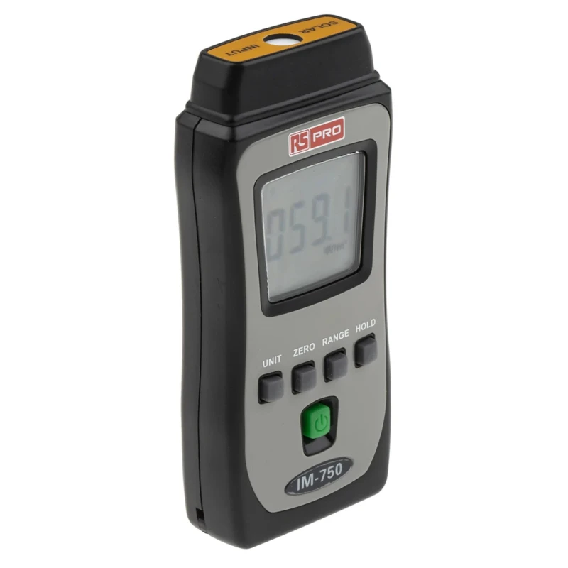 RS PRO Solar Power Meter with 50h Battery Life, Maximum Light Level 1999W/m², Accuracy 10 W/m², Resolution 1 W/m² 106-5313